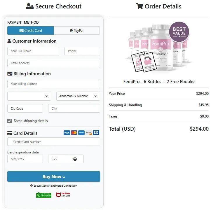 FemiPro Order Form